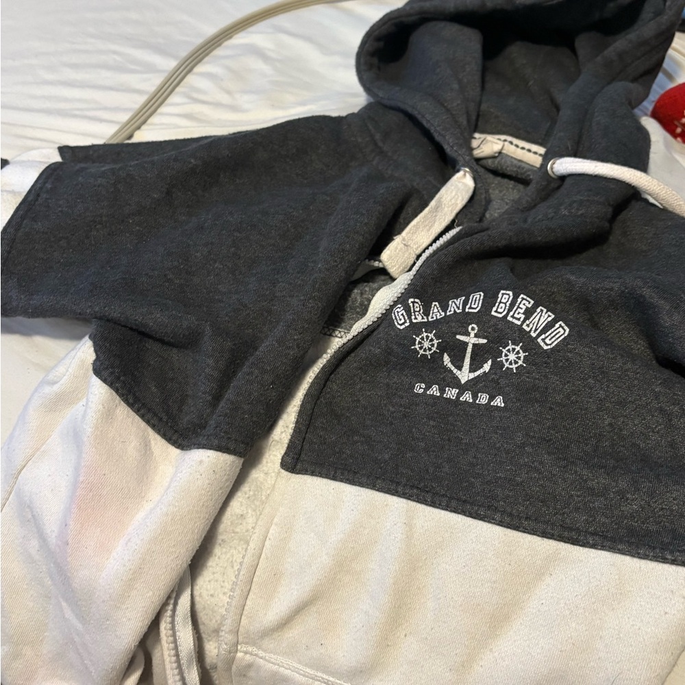 Grand Bend Gray and White Hoodie